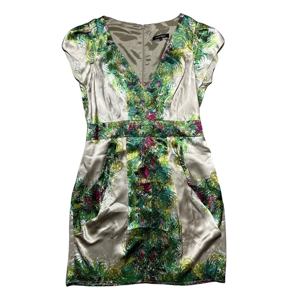 Nanette Lepore Tan and Green Silk Mini Dress 6